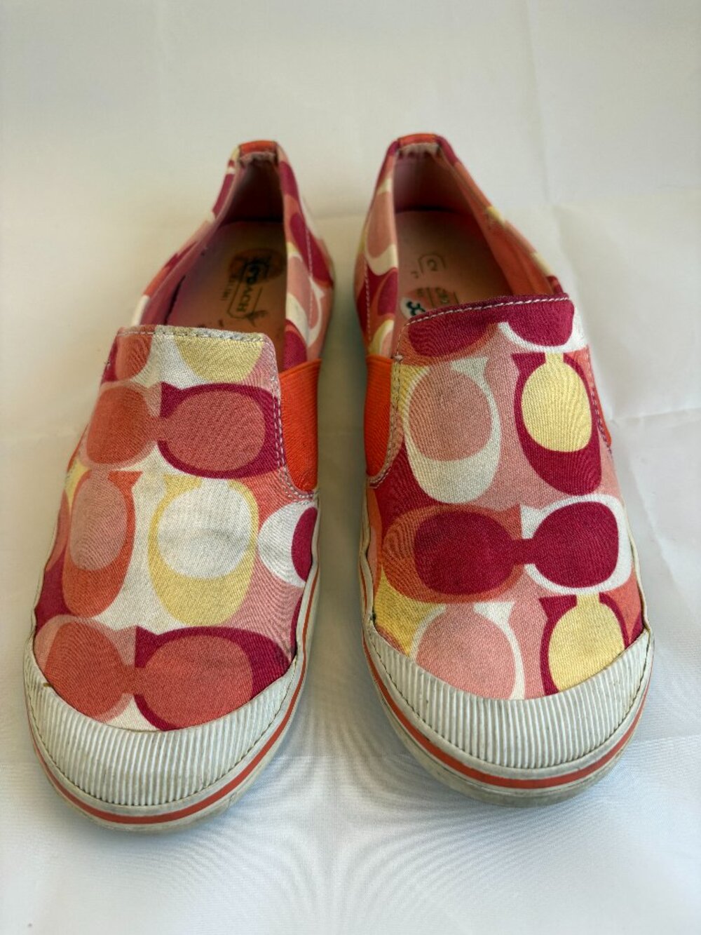 Coach Kaycee Signature C Slip On Sneakers Women's 8.5 Pink Orange